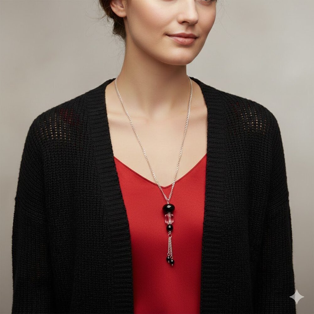 Elegant Silver and Black Necklace